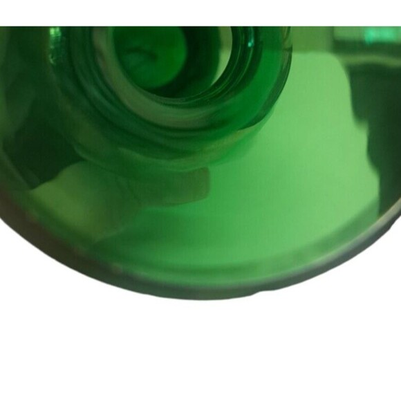 Vintage Bohemian Green Glass Bud Vase Handpainted Floral Design Japan - Picture 11 of 12